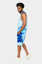 Pastel Contrast Swirl Tie Dye Cotton Tank Top Shorts Set