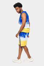Colorblock Tie Dye Cotton Tank Top Shorts Set