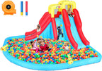 Inflatable Water Slides for Kids 8-in-1 Bounce House Water Park with 450W Blower Climbing Wall, Splash Pool, 2 Water Cannons, Basketball Hoop, Water Slide, Crocodile Sprinkler for Gift Backyard Party