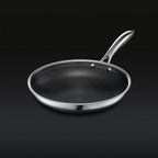 HexClad 6 Piece Hybrid Stainless Steel Cookware Pan Set 8 inch 10 inch 12 inch with Glass Lids Size: One size Black