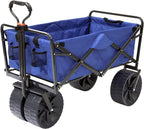 Mac Sports Heavy Duty Collapsible Folding All Terrain Utility Beach Wagon Cart Blue/Black