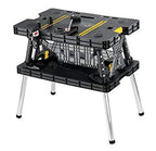 Keter ?C 197283 Folding Table Work Bench for Miter Saw Stand Woodworking Tools and Accessories with Included 12 Inch Wood Clamps ?C Easy Garage Storage Black/Yellow
