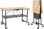 COSCO SmartFold Butcher Block Workbench, 700LB Capacity, Gray