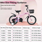 Baprem 18" Girls Bike for 5-9 Years Old Kids, Cute Kids Bike with Training Wheels, Steel Frame Sporty Children Bicycle, Pink