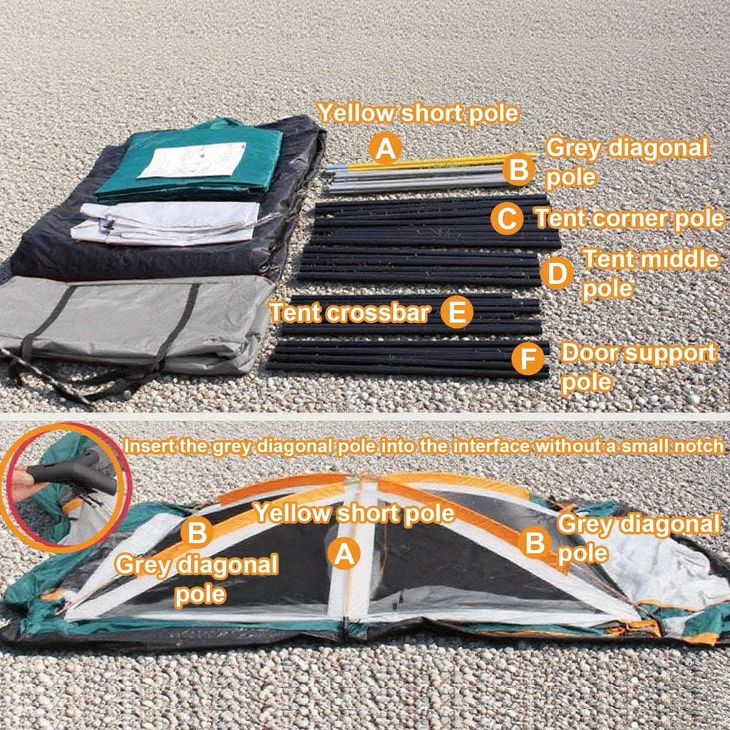 KFeng 12 Person Tents for Camping - 2Rooms 3Doors&3Windows Mesh,Suitable for Outdoor/Picnic,Brown