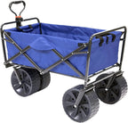 Mac Sports Heavy Duty Collapsible Folding All Terrain Utility Beach Wagon Cart Blue/Black