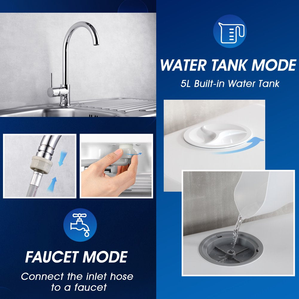 Portable Countertop Dishwasher with 5-Liter Built-In Water Tank and Air-Dry Function 5 Washing Programs