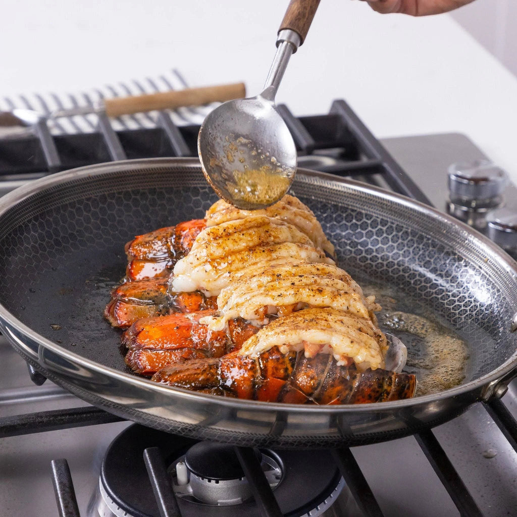 HexClad 6 Piece Hybrid Stainless Steel Cookware Pan Set 8 inch 10 inch 12 inch with Glass Lids Size: One size Black