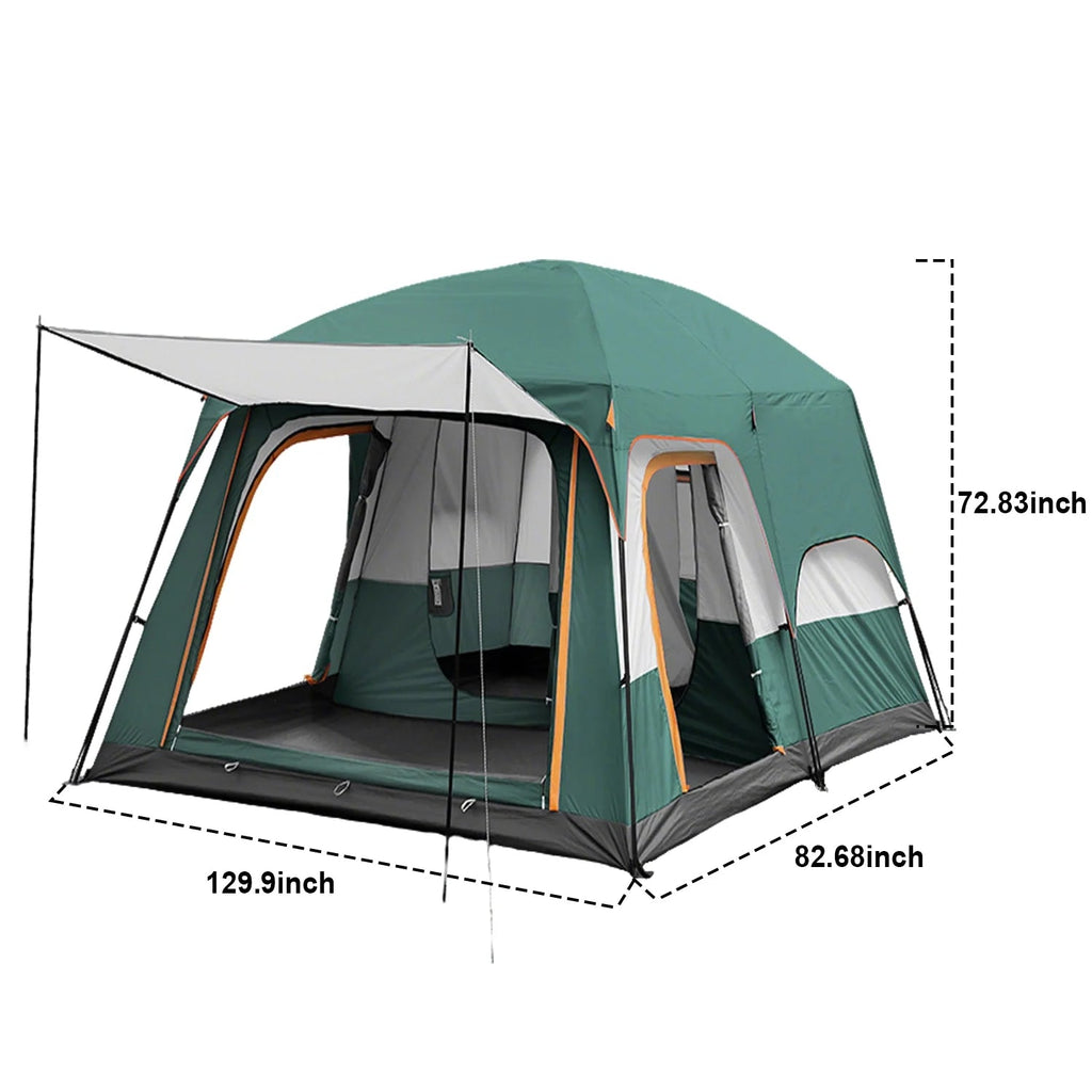 KFeng 12 Person Tents for Camping - 2Rooms 3Doors&3Windows Mesh,Suitable for Outdoor/Picnic,Brown