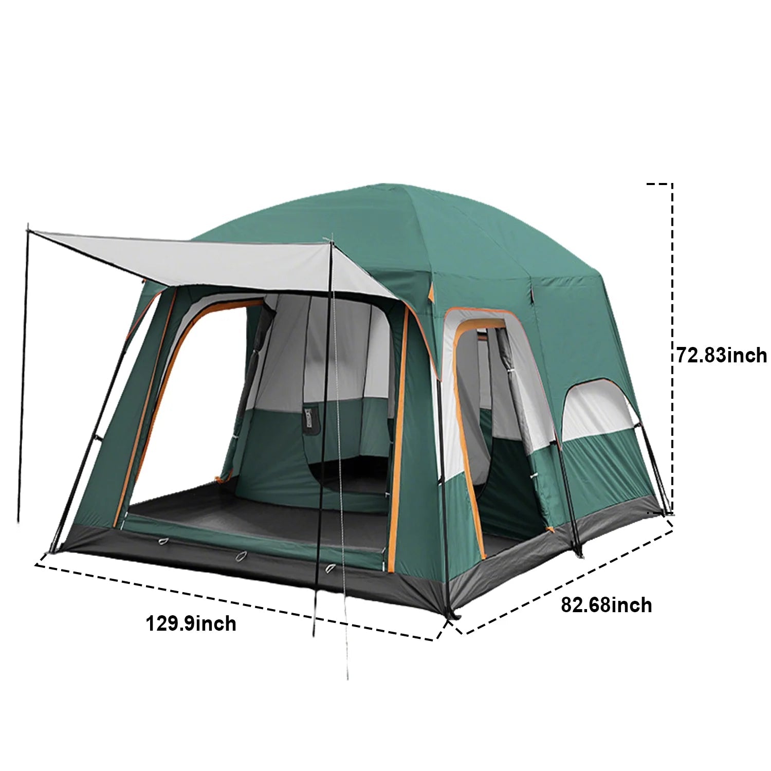 KFeng 12 Person Tents for Camping - 2Rooms 3Doors&3Windows Mesh,Suitable for Outdoor/Picnic,Brown