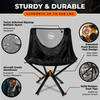 CLIQ Portable Folding Chair for Camping Supports 300 Lbs
