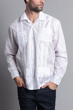 Men's Long Sleeve Cuban Style Guayabera Shirt