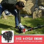 PowerSmart 4-Cycle 31cc 15lb Straight Shaft Gas String Trimmer Weed wacker and Brush Cutter for Lawns and Grass