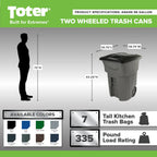 Toter 96 Gallon Trash Can with Smooth Wheels and Lid ;