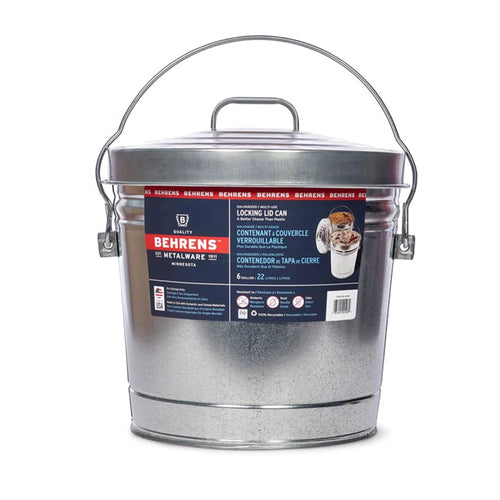 Behrens Galvanized Steel Locking Lid Can - 6 gal