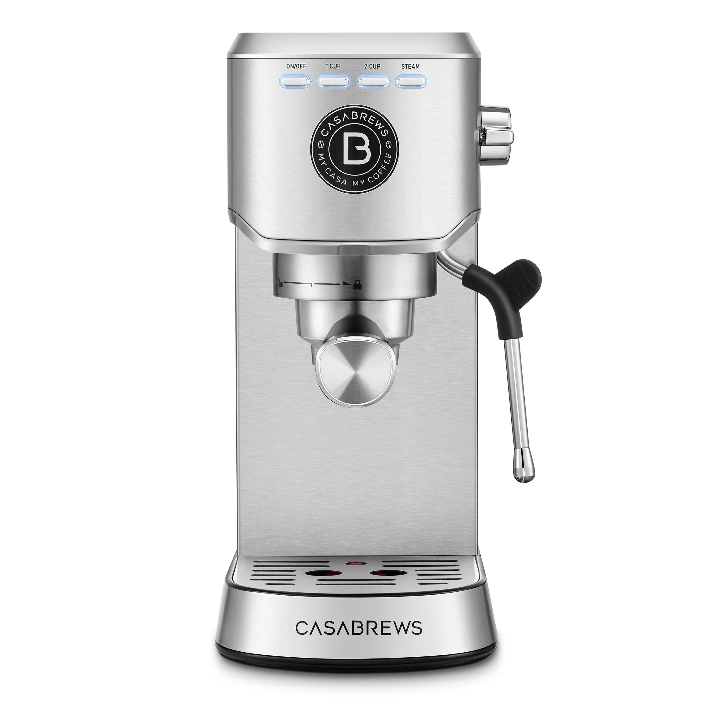 CASABREWS 5418Basic Espresso Machine with 20-Bar pressure, 34 oz Water Tank, with Milk Frother, Silver