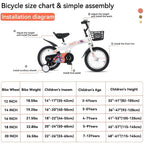 Baprem 18" Girls Bike for 5-9 Years Old Kids, Cute Kids Bike with Training Wheels, Steel Frame Sporty Children Bicycle, Pink