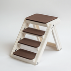 Varyx Foldable Pet Stairs for High Beds - Lightweight Portable Dog Stairs with Safety Side Rails - Non-Slip Felt Treads - Supports up to 120 lbs - Cream