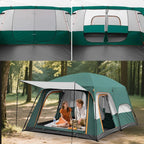 KFeng 12 Person Tents for Camping - 2Rooms 3Doors&3Windows Mesh,Suitable for Outdoor/Picnic,Brown