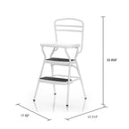 COSCO Stylaire Retro Chair + Step Stool with flip-up seat (white, one pack)