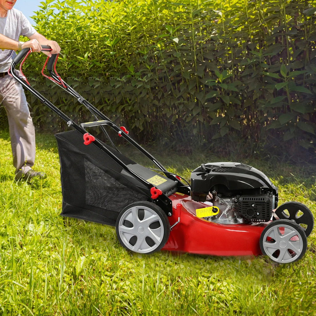 Lawn Mower, Self Propelled Lawn Mower, 141cc Gas Engine Lawn Mower, Push Lawn Mower with 50L Grass Tank, Big Wheels