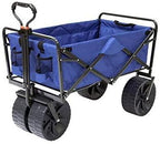 Mac Sports Heavy Duty Collapsible Folding All Terrain Utility Beach Wagon Cart Blue/Black