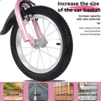 Baprem 18" Girls Bike for 5-9 Years Old Kids, Cute Kids Bike with Training Wheels, Steel Frame Sporty Children Bicycle, Pink