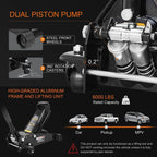 3 Ton Floor Jack Hydraulic Heavy Duty Steel Car Jack with Quick Lift Dual Pump,Black,W8303-B