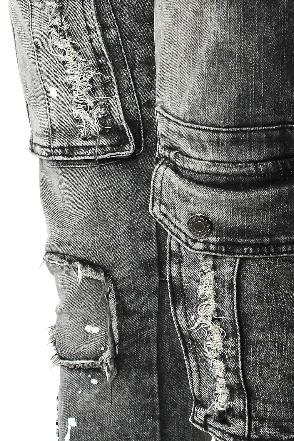 Two Tone Cargo Pocket Denim Jeans