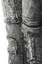 Two Tone Cargo Pocket Denim Jeans