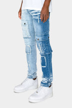 Two Tone Cargo Pocket Denim Jeans