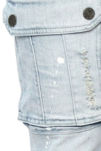 Two Tone Cargo Pocket Denim Jeans