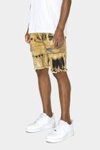 Slim Fit Dyed Cargo Denim Shorts