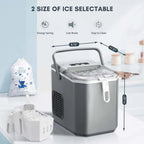 Countertop Ice MakerPortable Ice Machine with Carry HandleSelf-CleaningBasket and Scoop9 Cubes in 6 Mins26.5lbs/24Hrs2 Sizes of Bullet Icefor HomeKitchenPartyGrey