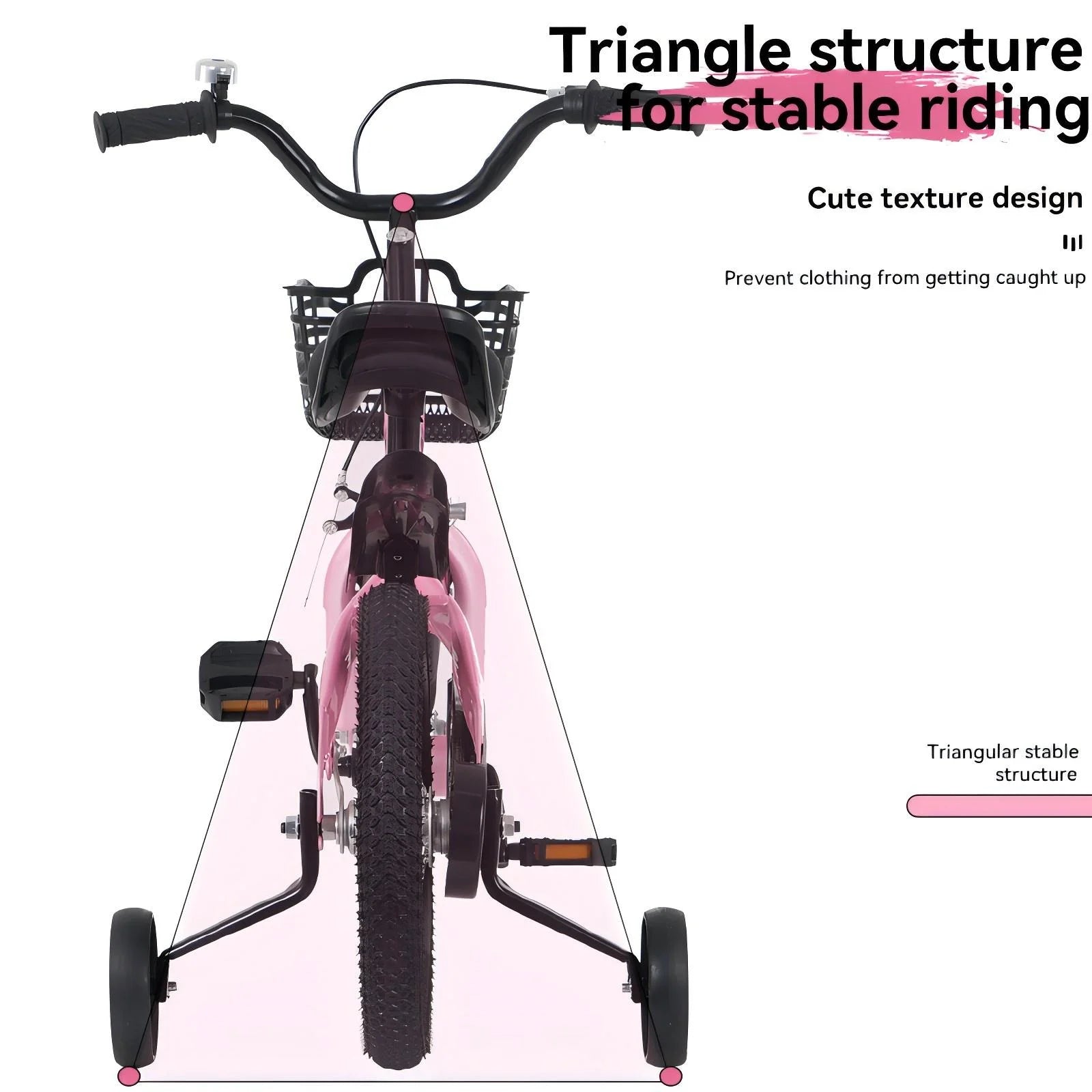 Baprem 18" Girls Bike for 5-9 Years Old Kids, Cute Kids Bike with Training Wheels, Steel Frame Sporty Children Bicycle, Pink
