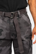Essential Canvas Cargo Camo Pants with Belt