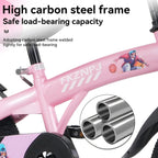 Baprem 18" Girls Bike for 5-9 Years Old Kids, Cute Kids Bike with Training Wheels, Steel Frame Sporty Children Bicycle, Pink