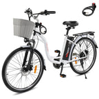PEXMOR Electric Bike for Adults 350W (Peak 500W) City Commuter Ebike 36V 12.5AH Removable Battery 26" Cruiser Electric Bicycle Shimano 6-Speed | Dual Shock Absorber | Basket