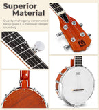 String Banjo 26 Inch MINI Travel Banjo Banjo Beginner Kit with Remo Head Open Back & Closed Solid Back with beginner Kit Comfortable Carrying Bag