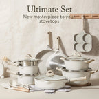 Carote 21-Piece Nonstick Cookware Set, Eco-Friendly Granite, Induction Compatible, Beige