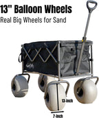 Beach Wagon with 13" Balloon Wheels, Collapsible, All-Terrain, 185L