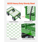 KFFKFF Mesh Steel Garden Cart 900 Lbs, 38 x 22 " Heavy Duty Utility Wagon Cart, Metal Garden Trolley with 10" Wheels, Removable Mesh Sides, 180 Swiveling Handle (Green)