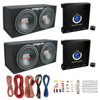 MTX TNE212D 12" Subwoofer (2 Pack) + Monoblock Amplifier (2 Pack) + Amp Wire Kit