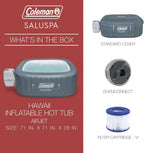 4 to 6 Person Inflatable Hot Tub Square Portable Outdoor Spa with 114 Soothing AirJets and Insulated Cover, Gray-Coleman