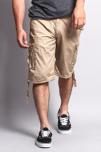 Solid Color Ripstop Belted Cargo Shorts