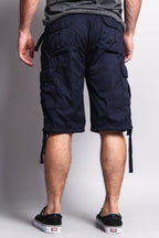Solid Color Ripstop Belted Cargo Shorts