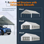 20x40 FT Heavy-Duty Party Tent with 3 Storage Bags - Large Waterproof Wedding Event Shelter for Removable Sidewalls & Zipper Door - Outdoor Commercial Tent for Parties Carport Camping BBQ Garden