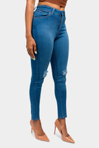 Essential High Waist Knee Slit Jeans
