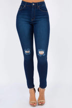 Essential High Waist Knee Slit Jeans