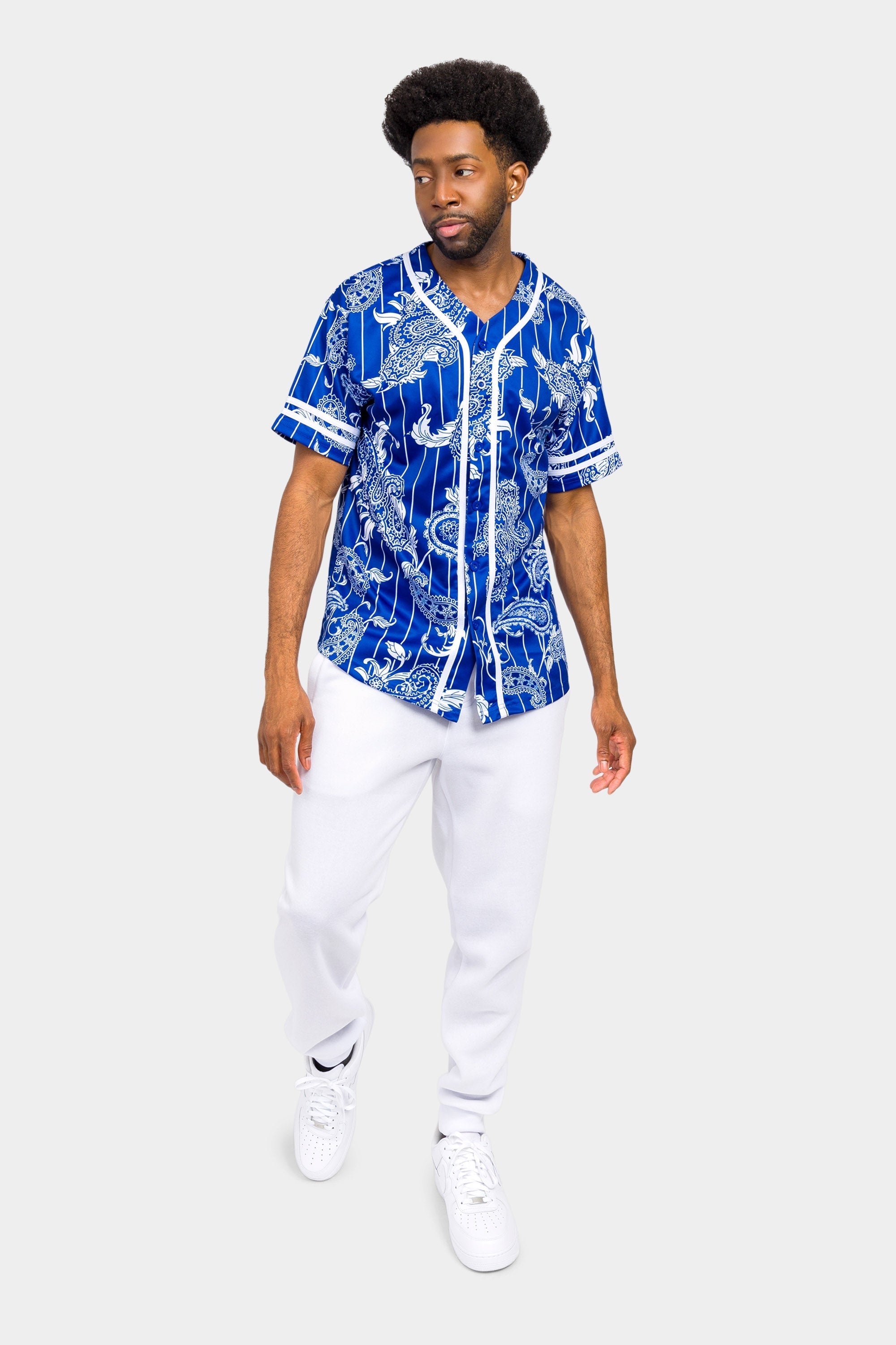 Essential Pinstripe Bandana Paisley Baseball Jersey